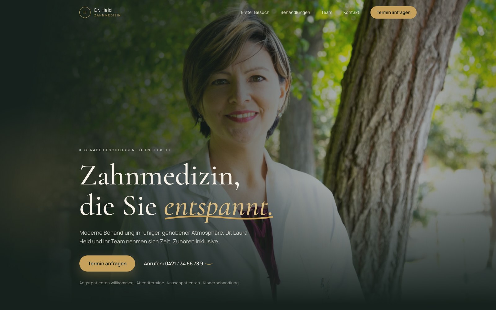Zahnarztpraxis Dr. Held, Webdesign-Konzept von Lee&Local